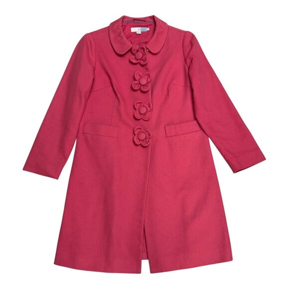BODEN Luxury Designer Floral Button Business Casual Pink Trench Jacket Womens 6P - Picture 1 of 5